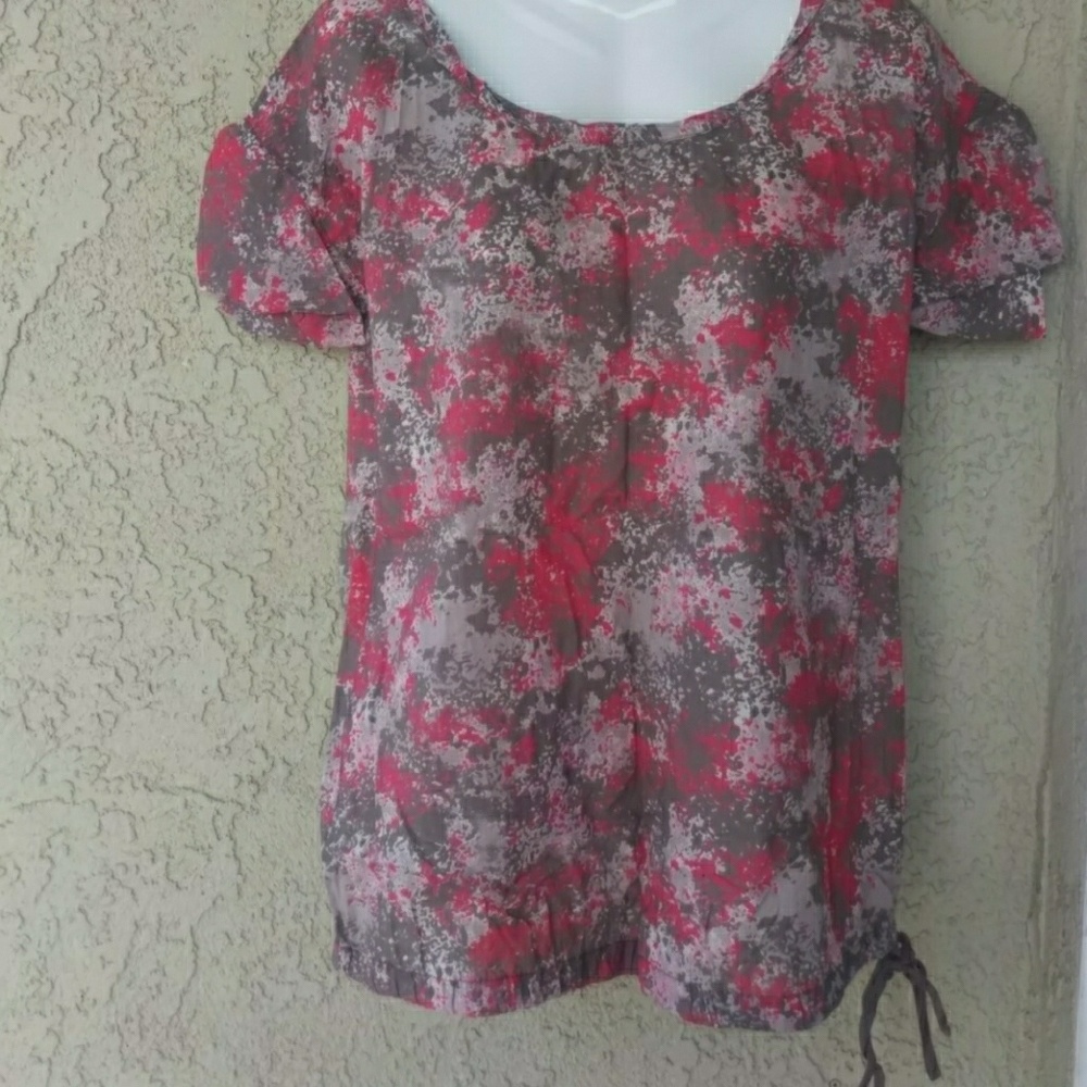 Calvin Klein colorful abstract tie side blouse